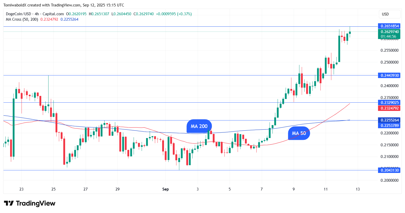 Dogecoin May Extend Rally After 4-Hour Golden Cross as DOJE ETF Delay and CleanCore 500M DOGE Accumulation Stir Interest 1 Article image